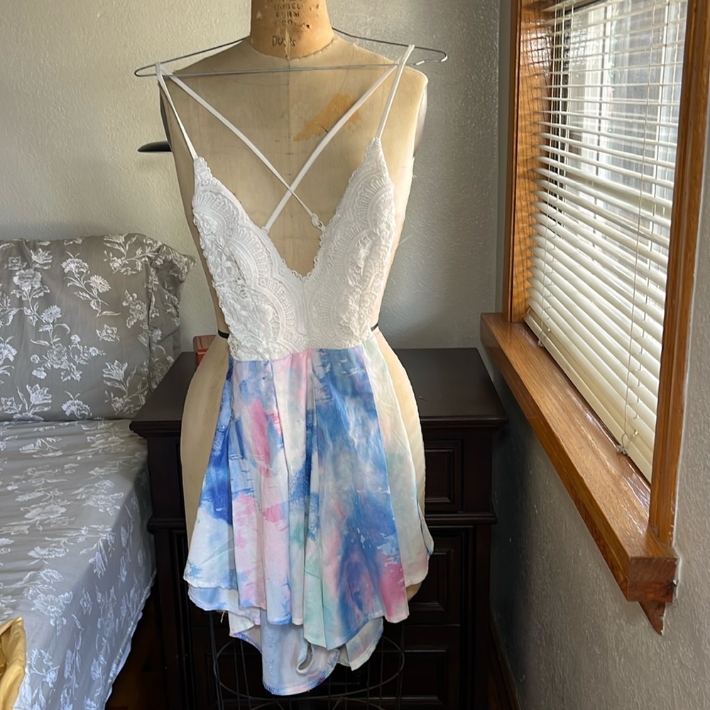 Tie dye romper with open back